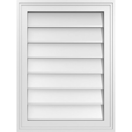 Ekena Millwork Vertical Surface Mount PVC Gable Vnt: Non-Functional, w/2"W x 1-1/2"H, Brickmould Frame, 18"W x 24"H GVPVE18X2402SN
